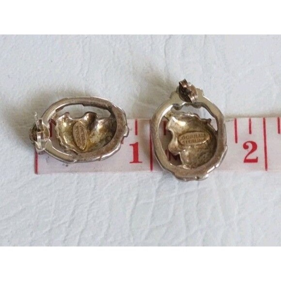 Vintage Gorham Sterling Silver Unicorn Ribbon Bow Earrings .75" 10g - Picture 6 of 7